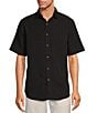 Color:Black - Image 1 - Palm Paradise Jacquard Solid Short Sleeve Shirt