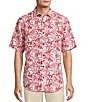 Caribbean Palm Print Short Sleeve Woven Shirt,New Products : American Fashion Style Bags On Sale