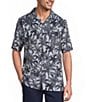 Caribbean Palm Tree Print Short Sleeve Woven Camp Shirt - Image 5