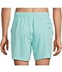 Caribbean Palmsway 6#double; Solid Swim Trunks, Color:Soft Teal - Image 2