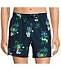 Color:Navy Multi - Image 1 - Pineapple Tropical Palms 6#double; Inseam Swim Trunks