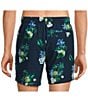 Color:Navy Multi - Image 2 - Pineapple Tropical Palms 6#double; Inseam Swim Trunks