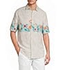 Caribbean Placed Bird Print Short Sleeve Woven Shirt - Image 1