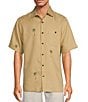 Color:Khaki - Image 1 - Relaxed Fit Khaki Palm Valley Short Sleeve Woven Shirt