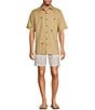 Color:Khaki - Image 3 - Relaxed Fit Khaki Palm Valley Short Sleeve Woven Shirt