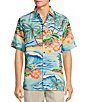Caribbean Scenic Print Short Sleeve Woven Shirt,New Products : American Fashion Style Bags On Sale