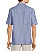 Color:Medium Blue - Image 2 - Short Sleeve Solid Linen Woven Shirt