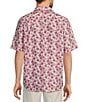 Color:White/Pink - Image 2 - Small Leaves Print Poly Modal Short Sleeve Shirt