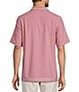 Caribbean Solid Cross Hatch Short Sleeve Woven Camp Shirt - Image 6