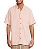 Caribbean Solid Jacquard Short Sleeve Woven Shirt - Image 1