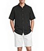 Caribbean Solid Jacquard Short Sleeve Woven Shirt - Image 1