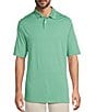 Caribbean Solid Seersucker Short Sleeve Polo Shirt - Image 1
