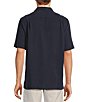Color:Dark Navy - Image 2 - Solid Short Sleeve Woven Camp Shirt