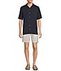 Color:Dark Navy - Image 3 - Solid Short Sleeve Woven Camp Shirt