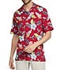 Caribbean Tropical Bird Printed Short Sleeve Woven Shirt - Image 1