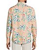 Caribbean Tropical Leaf Print Long Sleeve Woven Shirt - Image 2