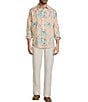 Caribbean Tropical Leaf Print Long Sleeve Woven Shirt - Image 3