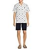 Color:White - Image 3 - Tropical Scatter Cabana Short Sleeve Woven Swim Shirt