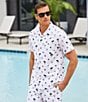 Color:White - Image 5 - Tropical Scatter Cabana Short Sleeve Woven Swim Shirt