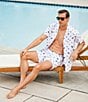 Color:White - Image 6 - Tropical Scatter Cabana Short Sleeve Woven Swim Shirt