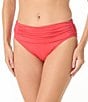 Carmen Marc Valvo Solid Shirred High Waist Swim Bottom - Image 3