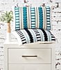 Color:Coal/Multi - Image 2 - Marti Embroidered Retro-Inspired Striped Mixed Media Decorative Pillow