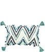 Color:Surf - Image 1 - Austin Textured Chevron Pattern Tassel Decorative Throw Pillow
