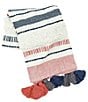 carol & frank Barton Striped Mixed Media Tassel Decorative Throw Blanket, Color:Mallard - Image 2