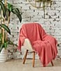 Color:Hibiscus - Image 2 - Cheryl Dobby Weave Pick Stitch Border Indigo Throw Blanket