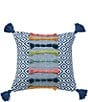 Color:Multi - Image 1 - Ciara Southwestern Geometric Pattern Tufted Yarn Tassel Decorative Pillow