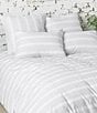 Color:White/Multi - Image 2 - Mason Sateen Dobby Weave Stripe Duvet Cover