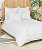 Color:White - Image 1 - Raina Embroidered Ombre Dyed Slub Yarn Duvet Cover