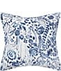 carol & frank Starla Chinoiserie Floral Print Kantha Stitch Euro Sham, Color:Navy/White - Image 1
