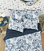 Color:Navy/White - Image 2 - Starla Chinoiserie Floral Print Kantha Stitch Quilt