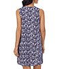 Color:Navy Print - Image 2 - Allover Floral Print V-Neck Sleeveless Jersey Knit Nightgown