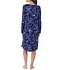 Color:Navy/Print - Image 2 - Cotton Jersey Long Sleeve V-Neck Floral Print Nightgown