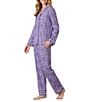 Carole Hochman Ditsy Floral Print Long Sleeve Notch Collar Knit Interlock Cotton Pant Pajama Set - Image 3