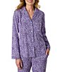 Carole Hochman Ditsy Floral Print Long Sleeve Notch Collar Knit Interlock Cotton Pant Pajama Set - Image 4