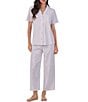 Color:White Multi - Image 1 - Ditsy Floral Short Sleeve Notch Collar Cotton Jersey Knit Pant Pajama Set