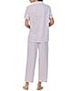 Color:White Multi - Image 2 - Ditsy Floral Short Sleeve Notch Collar Cotton Jersey Knit Pant Pajama Set