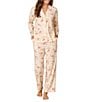 Carole Hochman Floral Print Long Sleeve Notch Collar Jersey Knit Button Front Long Pajama Set, Color:Garden Floral - Image 1