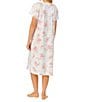 Color:Peach Multi - Image 2 - Flutter Sleeve V-Neck Cotton Jersey Floral Short Waltz Gown