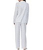 Color:Aqua Pink - Image 2 - Knit Diamond Print Long Sleeve Notch Collar Long Pant Pajama Set
