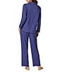 Carole Hochman Long Sleeve Notch Collar Pointelle Knit Button Front Long Pajama Set, Color:Sapphire - Image 2
