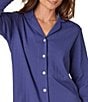 Carole Hochman Long Sleeve Notch Collar Pointelle Knit Button Front Long Pajama Set, Color:Sapphire - Image 3