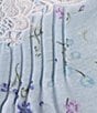 Color:Blue/Floral - Image 3 - Plus Size Short Sleeve Lace Pintuck Crew Neck Cotton Knit Floral Nightgown