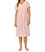Color:Peach/Print - Image 1 - Short Flutter Sleeve V-Neck Cotton Jersey Short Waltz Gown