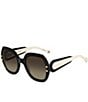 Carolina Herrera Women's 0314/G/S 61mm Square Sunglasses, Color:Black White - Image 1