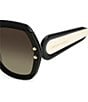 Carolina Herrera Women's 0314/G/S 61mm Square Sunglasses, Color:Black White - Image 3