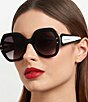 Carolina Herrera Women's 0314/G/S 61mm Square Sunglasses, Color:Black White - Image 4